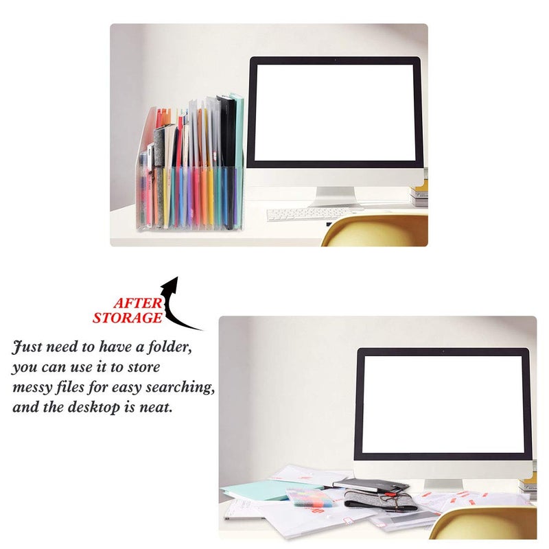 SAYEEC 13 Pockets Vertical Expanding File Folder Plastic Accordion File Organizer Desk Stand Magazine Holder Letter Size A4 Documents Storage Space Saver for Office Home Class - Image 2